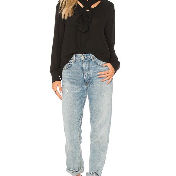 Wilt NWT Black Scarf Neck Blouse Size Extra Small - Picture 3 of 7